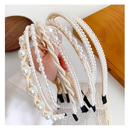 Diademas de Perlas Sonwaha 6 PCS Moda Perla Mujer Venda Elegantes Perlas Blancas Brillantes Bonita Diadema para Mujeres y Niñas