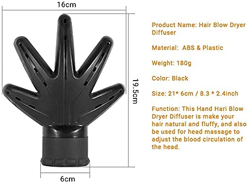 Difusor para secador de pelo, forma de mano, secador difusor, difusor universal adaptable para secador de pelo, herramientas para el peinado del cabello, negro