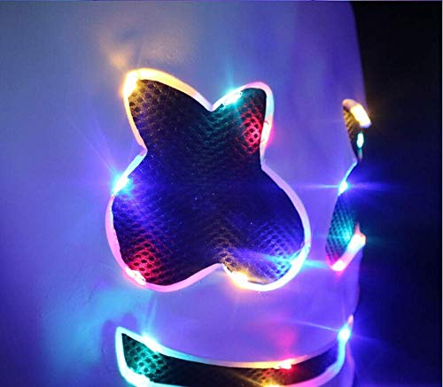 DJ Marshmallow LED Light Colorful Mask, Music Festival Marshmallow Full Head Casco de Látex Máscara de Halloween Fiesta