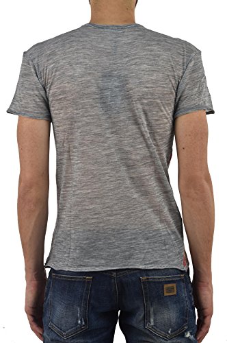 Dolce & Gabbana Camiseta de hombre gris de lana con impresión gráfica y etiqueta con logotipo, talla IT44-IT46 gris luminoso (ral 7035) 44