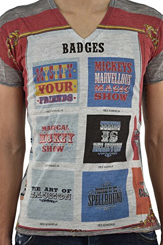 Dolce & Gabbana Camiseta de hombre gris de lana con impresión gráfica y etiqueta con logotipo, talla IT44-IT46 gris luminoso (ral 7035) 44