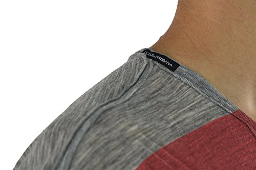 Dolce & Gabbana Camiseta de hombre gris de lana con impresión gráfica y etiqueta con logotipo, talla IT44-IT46 gris luminoso (ral 7035) 44
