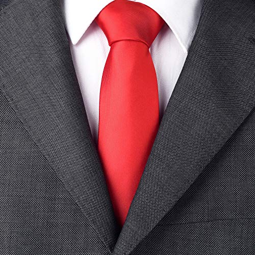 DonDon hombres corbata 7 cm business professional classica hecho a mano rojo para la oficina o eventos festivos