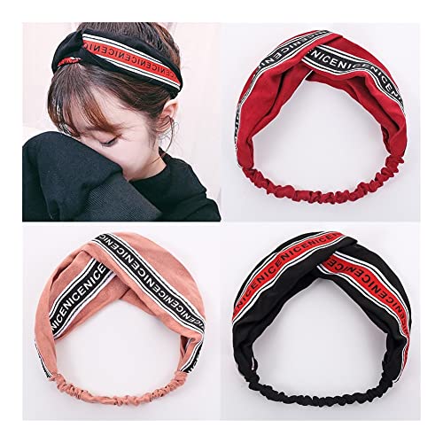 DSJTCH Lady Pein Bands carta Accesorios for el cabello for las mujeres Girls Elastic Headbands Cross Turban (Color : Pink, Size : 8.7 inch)