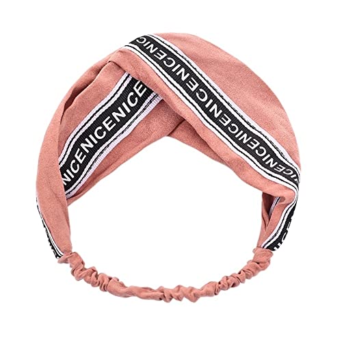 DSJTCH Lady Pein Bands carta Accesorios for el cabello for las mujeres Girls Elastic Headbands Cross Turban (Color : Pink, Size : 8.7 inch)