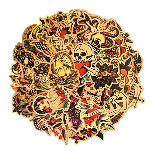 DUOYOU Color Vintage Retro Skull Bellezas Hacer Maleta Portátil Casco Pegatinas Impermeable Juguetes Venta al por Mayor/50pcs