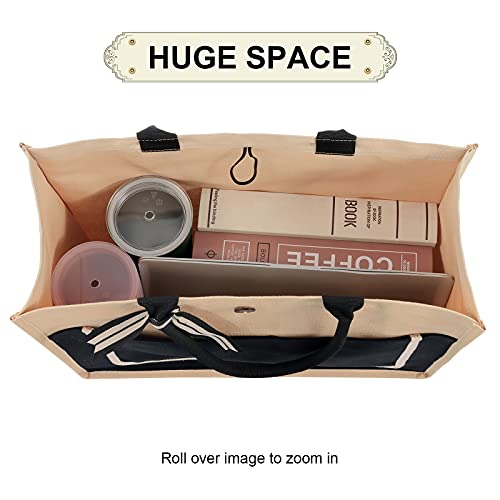 ECOTISH Tote Bag Bolsos de Mujer Bolso de Lona para Mujer Bolso de Gran Capacidad , Shopper Tela (Beige)