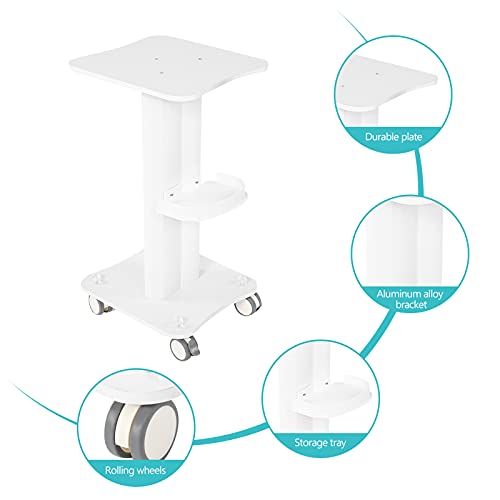 Ejoyous Carrito con Ruedas Carrito de salón de Belleza, Blanco Carrito de peluquería Carrito de salón con Ruedas de plástico ABS Carrito de Servicio cosmético para salón de Belleza Masaje