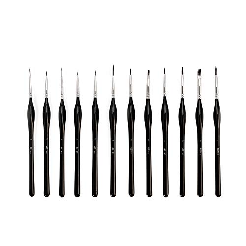 Elan Set de Pinceles Pintura de Detalles, Pincel Fino, 12 Pinceles Acuarela Profesional, Pincel Acrilico, Pinceles Oleo Profesional, Pincel Acuarela, Pinceles Pintura Acrilica, Set Pintura Oleo