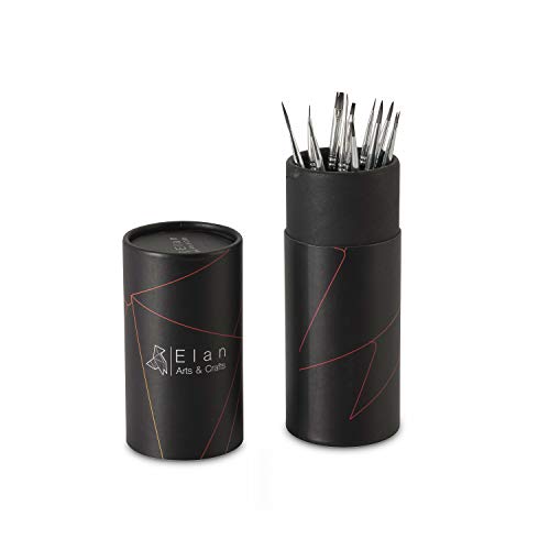 Elan Set de Pinceles Pintura de Detalles, Pincel Fino, 12 Pinceles Acuarela Profesional, Pincel Acrilico, Pinceles Oleo Profesional, Pincel Acuarela, Pinceles Pintura Acrilica, Set Pintura Oleo