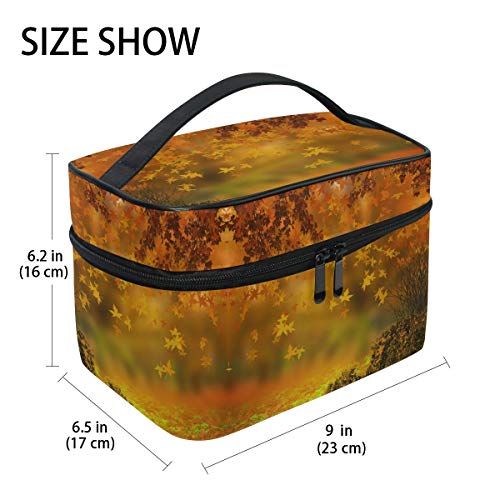 Emoya - Neceser Grande para Maquillaje, otoño, otoño, Hojas Naranjas, Viajes, Impermeable, Bolsa organizadora para cosméticos para Mujer