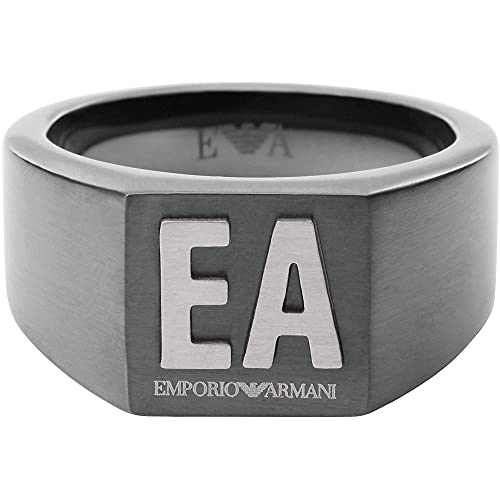Emporio Armani Anillo de sello para hombre, acero inoxidable, antracita, EGS2755060, metal oscuro