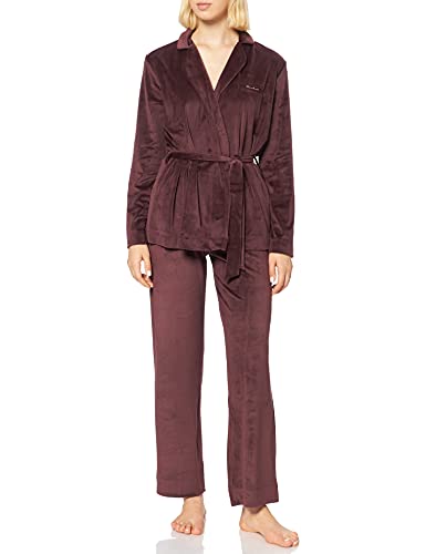 Emporio Armani Underwear Shiny Velvet Chaqueta y Pantalón, Mujer, Marrón (Coffee), L
