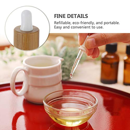 EXCEART Frascos Cuentagotas Helados 30Ml Frascos de Aceite Esencial de Vidrio Recargables con Gotero Y Tapas de Bambú Frascos de Muestra de Perfume Esencia Envases Cosméticos Líquidos