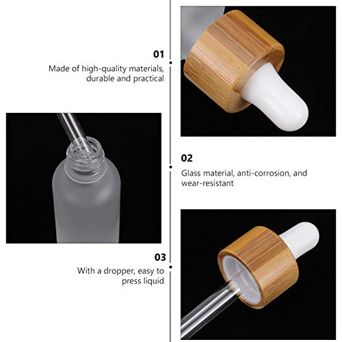 EXCEART Frascos Cuentagotas Helados 30Ml Frascos de Aceite Esencial de Vidrio Recargables con Gotero Y Tapas de Bambú Frascos de Muestra de Perfume Esencia Envases Cosméticos Líquidos