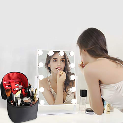 FANDARE Bolsas de Maquillaje Mujeres Bolsa de Cosméticos de Viaje Bolsa de Aseo Neceseres de Viaje Niñas Vacaciones Viajes de Negocios Impermeable Nylon Negro Rojo