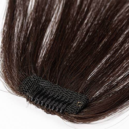 Flequillo Postizo Ligero Pelo Natural Clip #2 Castaño Oscuro