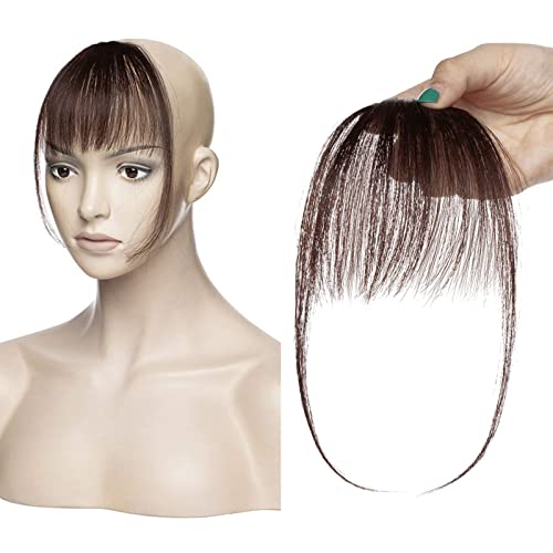 Flequillo Postizo Ligero Pelo Natural Clip #2 Castaño Oscuro