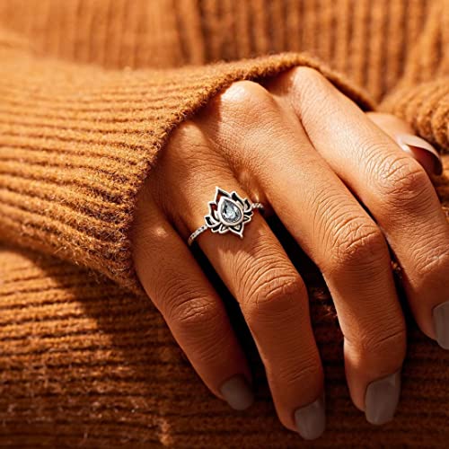 for Daughter no Mud no Lotus Ring,925 Sterling Silver for Daughter no Mud no Lotus Ring with Measuring Tape,for Daughter no Mud no Lotus Ring for Teen Girls/Women (Smoke,8)