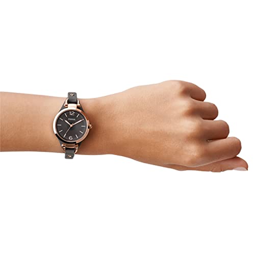 Fossil Reloj para mujer Georgia, tamaño de caja de 32 mm, movimiento de cuarzo, correa de piel
