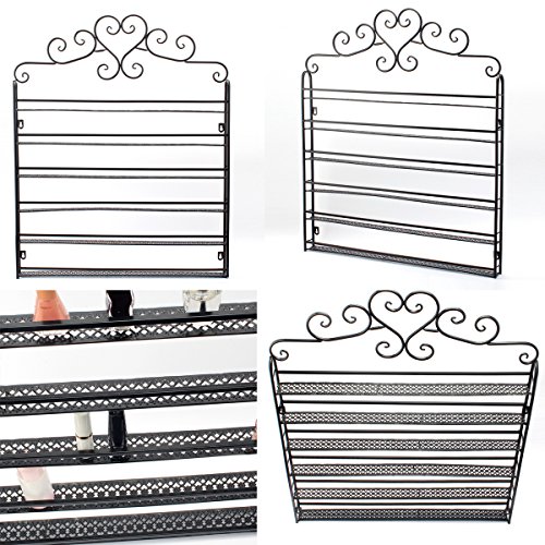FullBerg Soporte de metal para pintaúñas con 6 compartimentos, para pared, para pintaúñas, organizador, cumpleaños, color negro