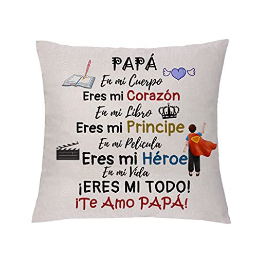 Funda de Almohada para papá Apreciar a Súper Papá Cumpleaños Regalo del día del Padre Apreciar la Funda de cojín para el hogar papá el Mejor héroe es mi papá (Estilo 3)
