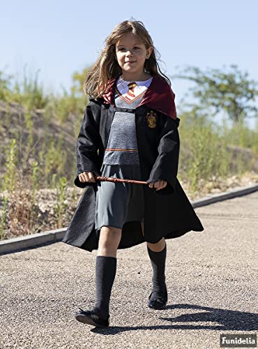 Funidelia | Disfraz de Hermione Granger para niña - Capa con Vestido - Harry Potter para niños - Divertidos disfraces para tus fiestas, accesorios para Halloween y carnaval - Negro - Talla 5-6 años