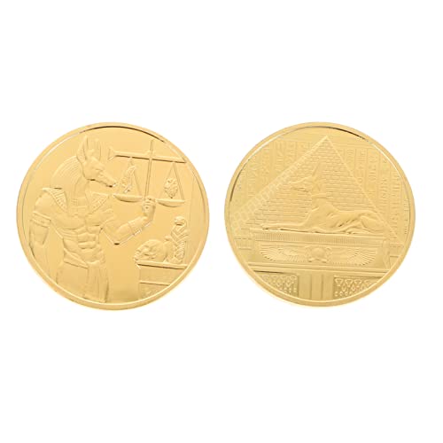 Garneck 2 Unids Antiguo Egipto Anubis Challenge Coin Egypsain Mythology Libra Coins Collection Arts Soul Guardian Anubis Souvenir Regalo (Dorado)