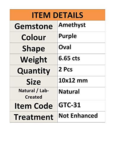 Gems&JewelsHub Gema natural de cabujón amatista, 2 unidades, lote al por mayor 6,65 cts GTC31