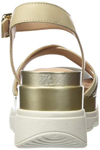 Geox D GARDENIA D Sandalias Con Plataforma Mujer, Beige (Sand/Lt Gold C5258), 39 EU