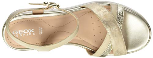 Geox D GARDENIA D Sandalias Con Plataforma Mujer, Beige (Sand/Lt Gold C5258), 39 EU
