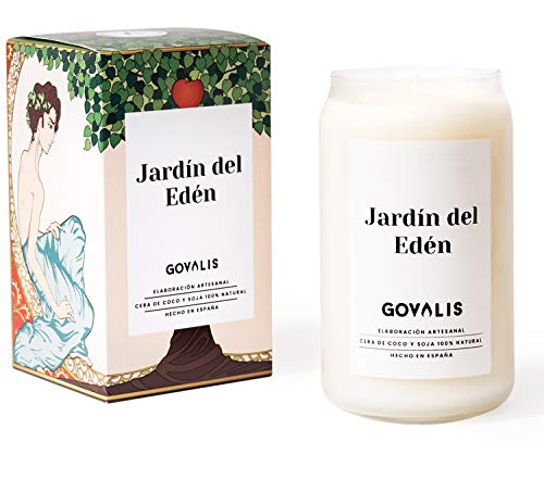 GOVALIS Vela Aromática Jardín del Edén | Cera de Soja 100% Natural | 100 Horas, Vela Perfumada Grande en Vaso, Regalos Originales para Mujer, San Valentín, Aniversario, Decoración, Dormitorio, Baño