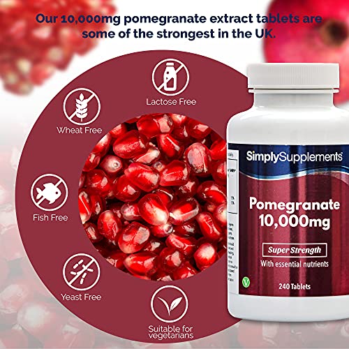 Granada 10000mg - ¡Bote para 4 meses! - Apto para veganos - 240 Comprimidos - SimplySupplements