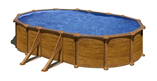 Gre KIT610W Pacific - Piscina Elevada Ovalada, Aspecto Madera, 610 x 375 x 120 cm