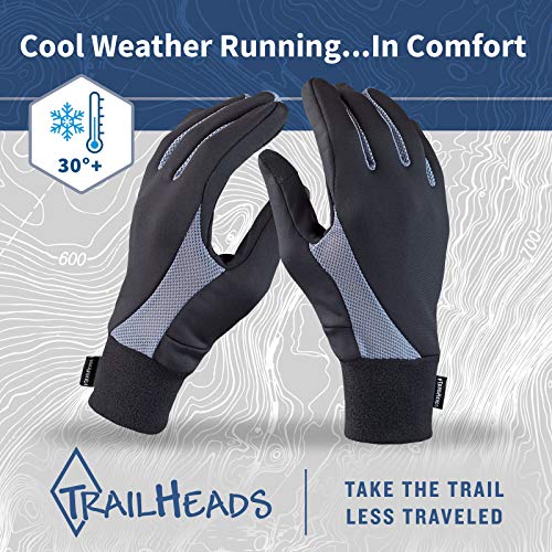 Guantes TrailHeads para correr y compatibles con pantallas táctiles, color negro, tamaño Medium