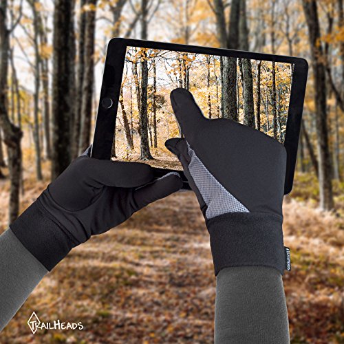 Guantes TrailHeads para correr y compatibles con pantallas táctiles, color negro, tamaño Medium