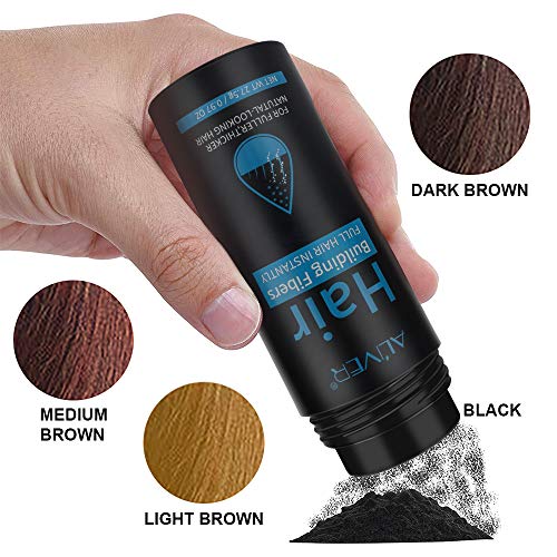 Hair Building Fibers Corrector de Pérdida de Capilares Fibra de Calidad Profesional Spray de Polvo para Adelgazar Cabello para Mujeres y Hombres Los Mejores Productos para Espesar (Marrón medio)
