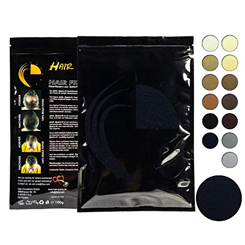 Hair Quicky® Premium Hair Fibers, fibras de pelo, construcción de pelo espesante de cabello, en caso de alopecia calvicie caída del pelo o cabello ralo, natural queratina |100g | negro