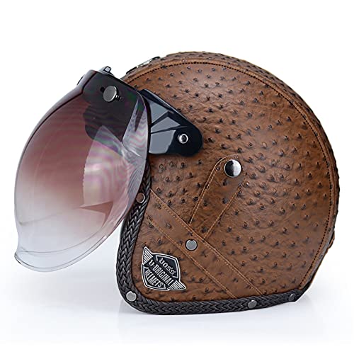 Half-Helmet Cascos Abiertos Casco de Motocicleta Retro Medio Casco Cruiser Chopper Scooter Piloto Jet Casco 3/4 Adulto Four Seasons Safety Collision Cap ECE/Dot Certificación D,M=55~56cm