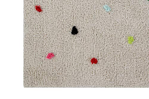 Happy Decor Kids-Alfombra Lavable Mini Dots, Alfombra Hecha a Mano en Algodón Reciclado - Pelo Corto - Color Beige con Puntos Multicolor -140 x 200cm