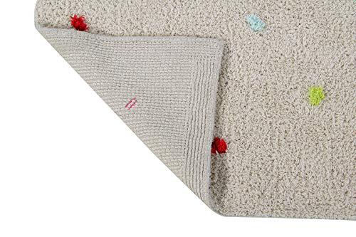 Happy Decor Kids-Alfombra Lavable Mini Dots, Alfombra Hecha a Mano en Algodón Reciclado - Pelo Corto - Color Beige con Puntos Multicolor -140 x 200cm