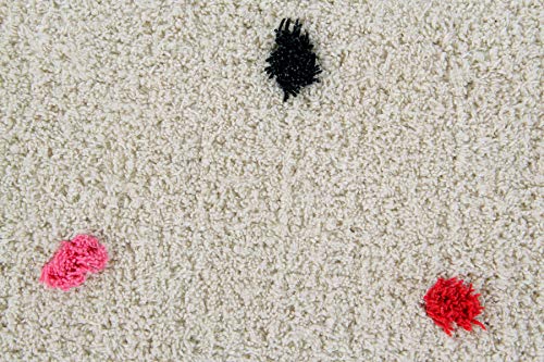 Happy Decor Kids-Alfombra Lavable Mini Dots, Alfombra Hecha a Mano en Algodón Reciclado - Pelo Corto - Color Beige con Puntos Multicolor -140 x 200cm
