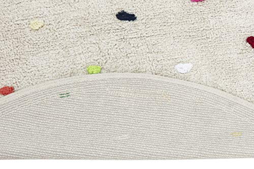Happy Decor Kids - Alfombra Lavable Mini Dots Hecha a Mano, Alfombra Elaborada en Algodón Reciclado - Pelo Corto - Color Beige Puntos Multicolor- 120Ø