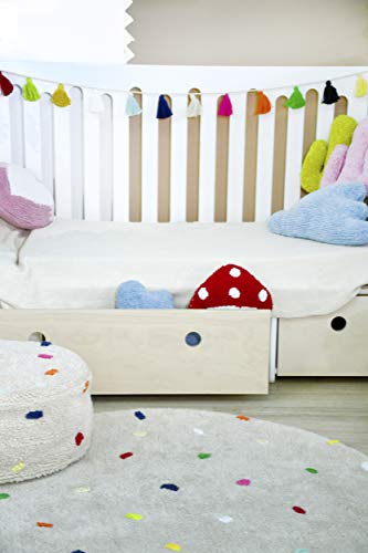 Happy Decor Kids - Alfombra Lavable Mini Dots Hecha a Mano, Alfombra Elaborada en Algodón Reciclado - Pelo Corto - Color Beige Puntos Multicolor- 120Ø
