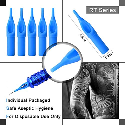 HEALIFTY Mezcla desechable punta de la boquilla del tatuaje profesional tatuaje boca de la aguja 100pcs (azul)