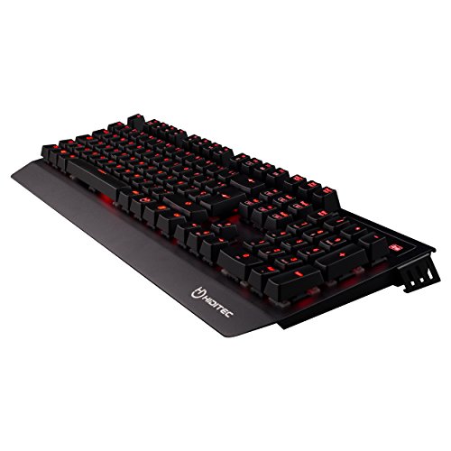 Hiditec | Teclado Gamming GK500 Mecánico Retroiluminado LED Rojo | Keyboard para PC Garmer Switch Cherry Blue | Estructura de Aluminio | N-Key Anti-Ghost | Color Negro