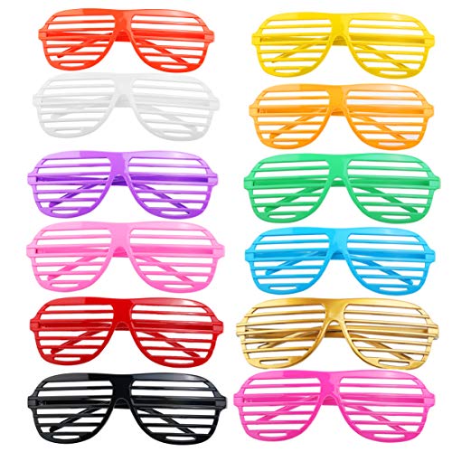 Holibanna 24 Piezas de Gafas de Sol de Obturador de Plástico de Los Años 80 de Fiesta de Discoteca de Disfraces de Utilería para Fotos Gafas de Colores Surtidos