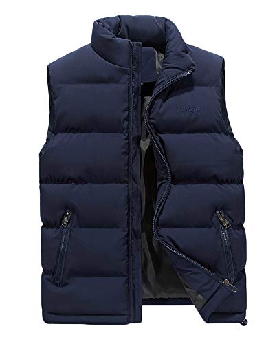 Hombre Invierno Calor Chalecos Sin Mangas De Plumas Chaquetas Acolchado Cazadoras Azul 6XL