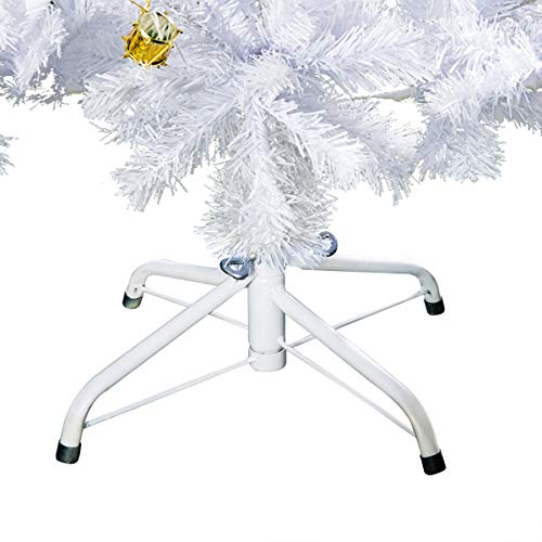 HOMCOM Árbol de Navidad 180cm Artificial Pino con Adornos Decorativos 48 Pcs y Soporte Metálico Color Blanco Árbol Realista para Decoración Navidad