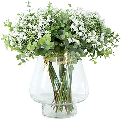 huaao Ramo de Flores Artificiales bebés Aliento 12 Unidades, gypsophila realistas con Hojas eucalipto manojos arreglos Florales decoración para Banquete Boda hogar jardín Fiesta Oficina Hotel, Blanco